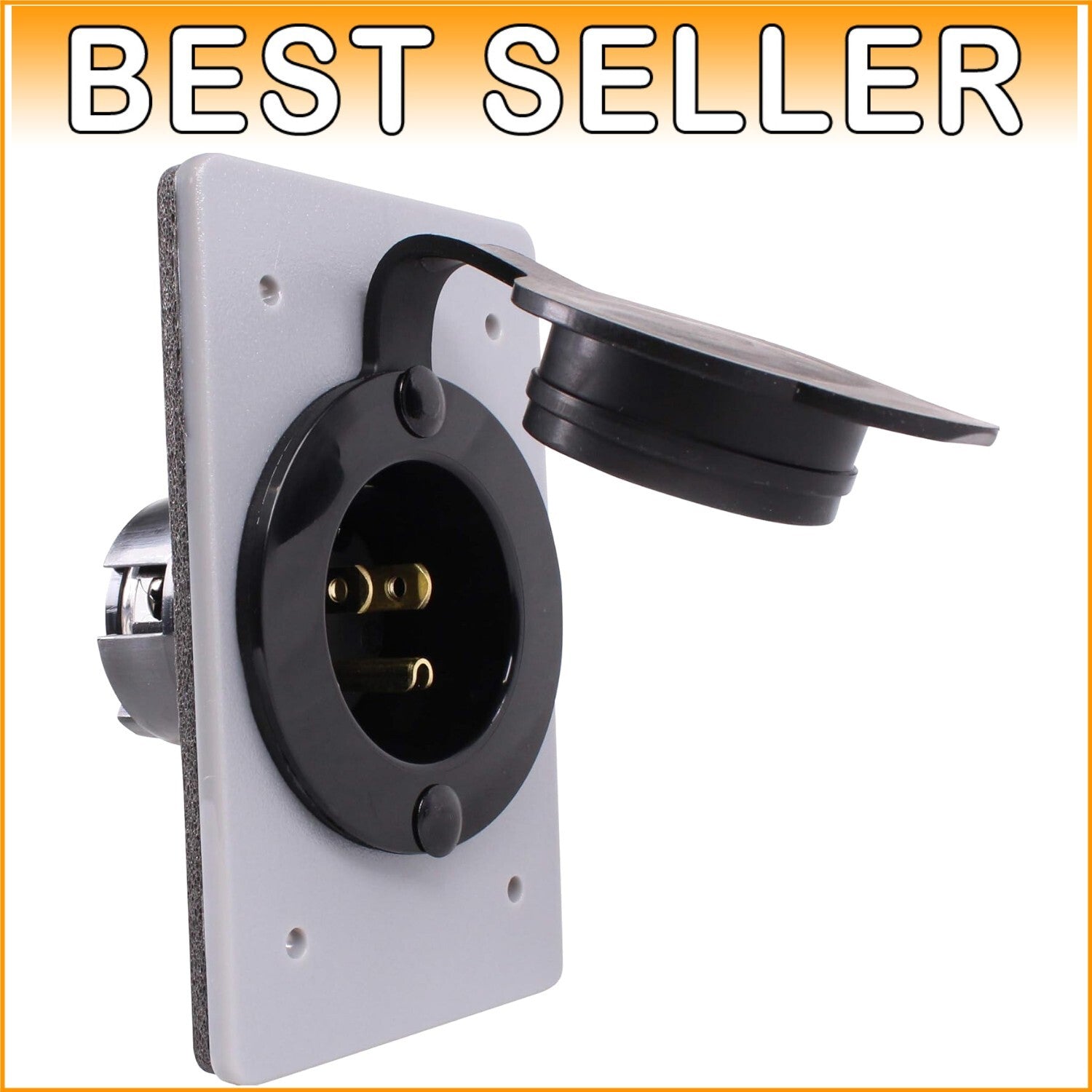 Industrial Grade 15 AMP Flanged Power Inlet with Integrated Nylon Faceplate