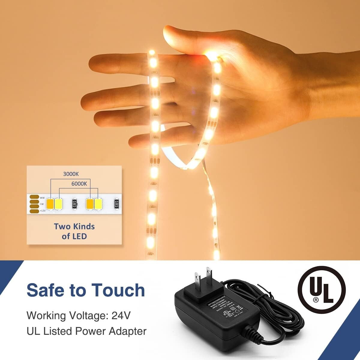 Long-Lasting 24V Flexible LED Strip Lights with Remote - Ideal for Home Ambiance
