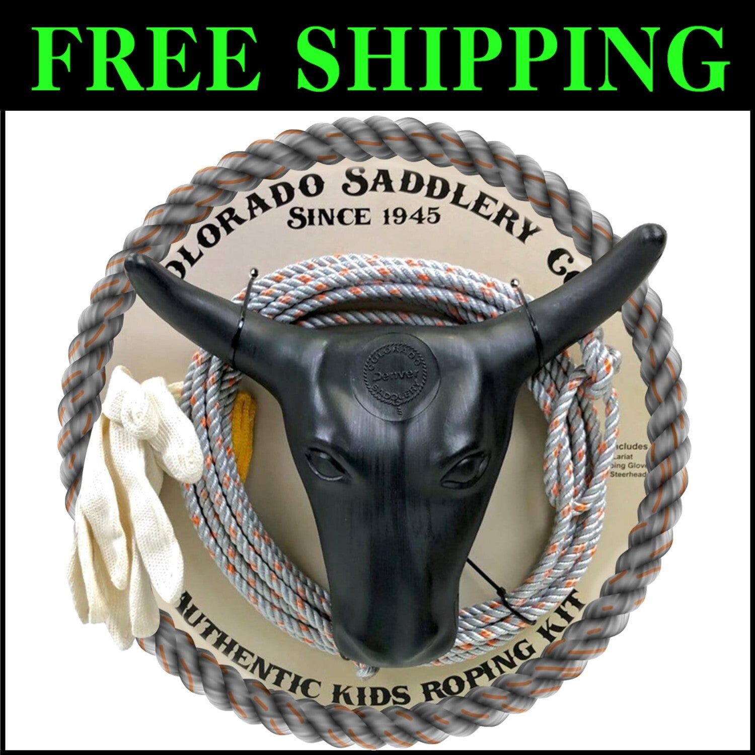 3-Piece Kid's Roping Set: Premium Lasso Rope & Steer Head for Beginners