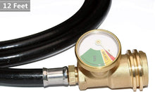 Load image into Gallery viewer, 12-Foot Propane Hose with Gauge - Ideal for Grills and RV Connections