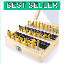 Load image into Gallery viewer, 24-Piece Router Bits Set, 1/4 Inch Shank, Durable Carbon Steel for Woodworking