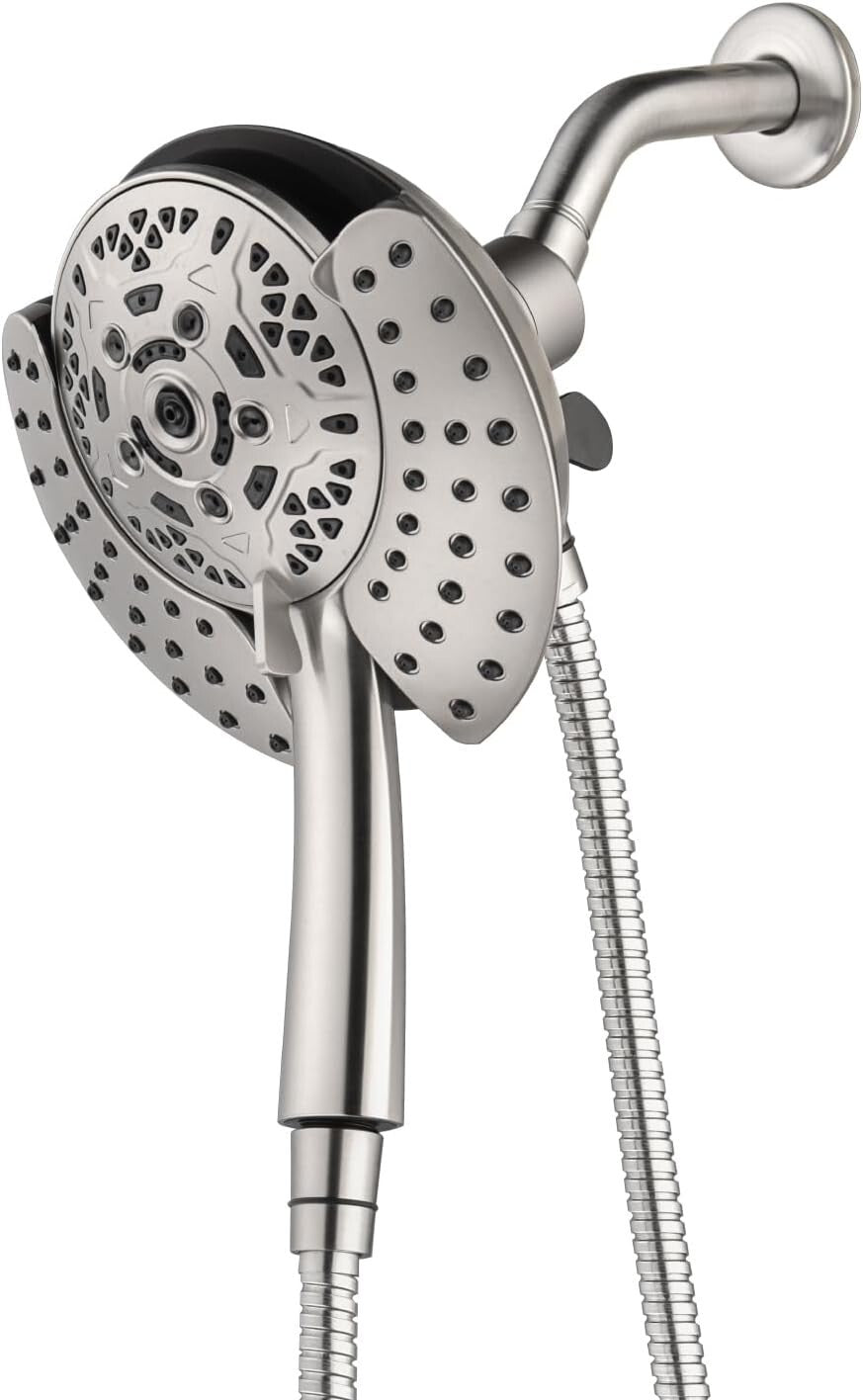 2.5 GPM Dual Shower Head with Handheld Spray & 60" Rotatable Hose - Nickel