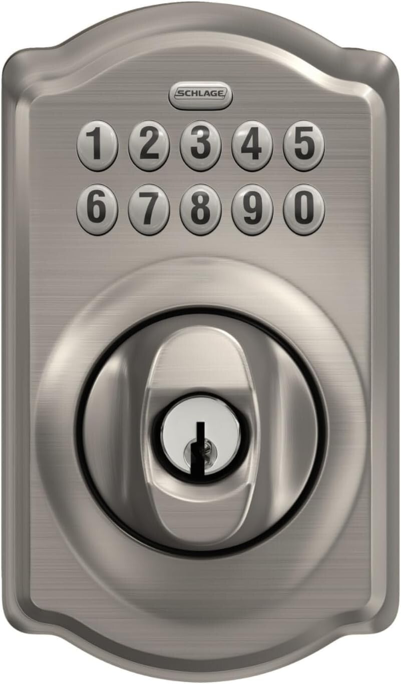 BE365 V CAM 619 Keyless Electronic Entry Lock in Satin Nickel for Home Security