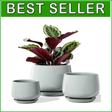 Load image into Gallery viewer, Reactive Glaze Ceramic Planters - 3-Piece Set with Drainage for Succulents