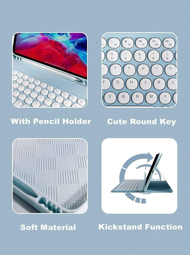 Lightweight Bluetooth Keyboard Case with Round Keys for Galaxy Tab A9 Plus