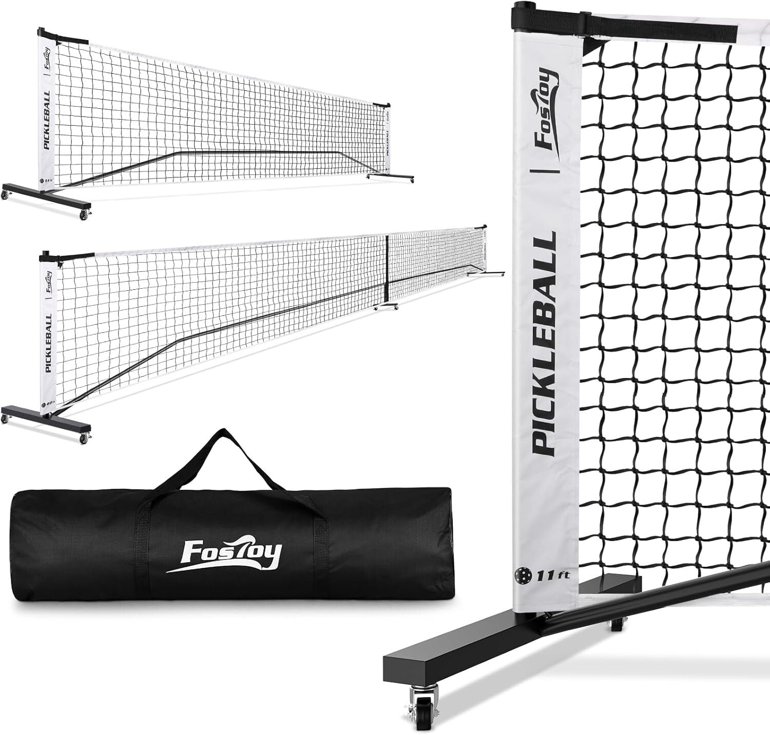 18-Ply Strong Portable Pickleball Net with Rollers - Perfect for Casual Matches