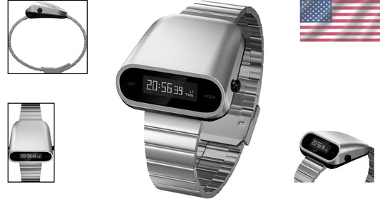 Stylish Men's OLED Digital Watch—Stainless Steel with Custom Watch Faces