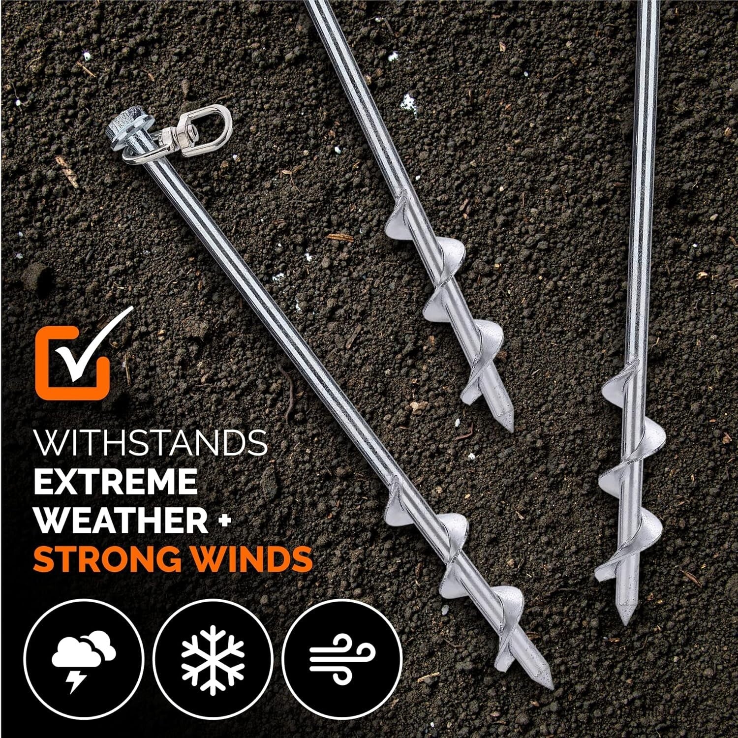 Durable Alloy Steel Ground Stakes – 16-Pack Heavy Duty Anchors for All Weather