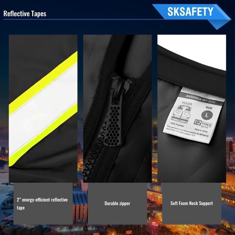 12 Pocket High Visibility Safety Vest - Class 2 ANSI Compliant for Professionals