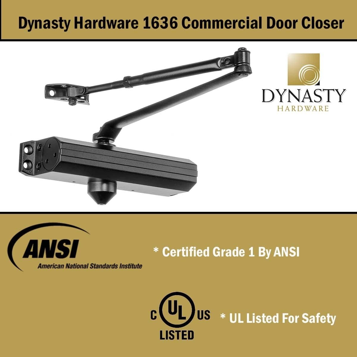 Adjustable Hydraulic Door Closer Size 3-6 - Elegant Dark Bronze Finish