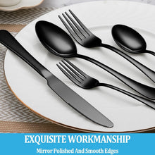 Load image into Gallery viewer, Retro-Inspired 50-Piece Black Stainless Steel Flatware Set for Stylish Dining