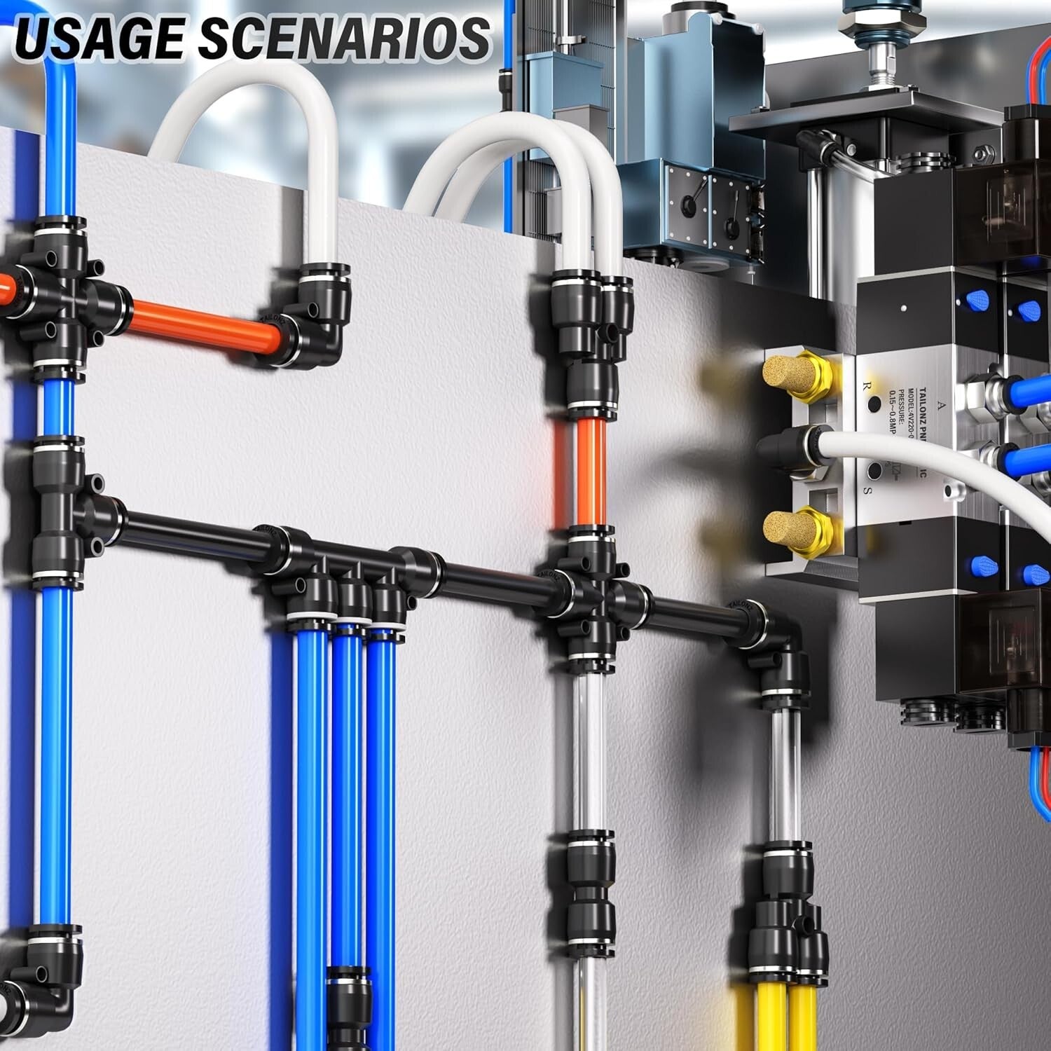 Blue 1/2 Inch OD PU Air Tubing Kit - 32M (100ft) for Pneumatic Applications