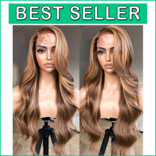 Load image into Gallery viewer, Luxury 24” Honey Blonde Lace Front Wig - Body Wave Synthetic Beauty with Volume