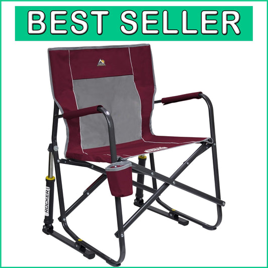 Durable Cinnamon Portable Rocking Chair with Smooth Action for Camping & Patio