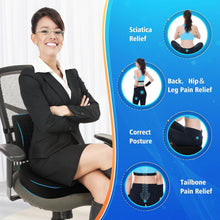 Load image into Gallery viewer, X-Large Memory Foam Seat Cushion &amp; Lumbar Pillow with Adjustable Strap – Black