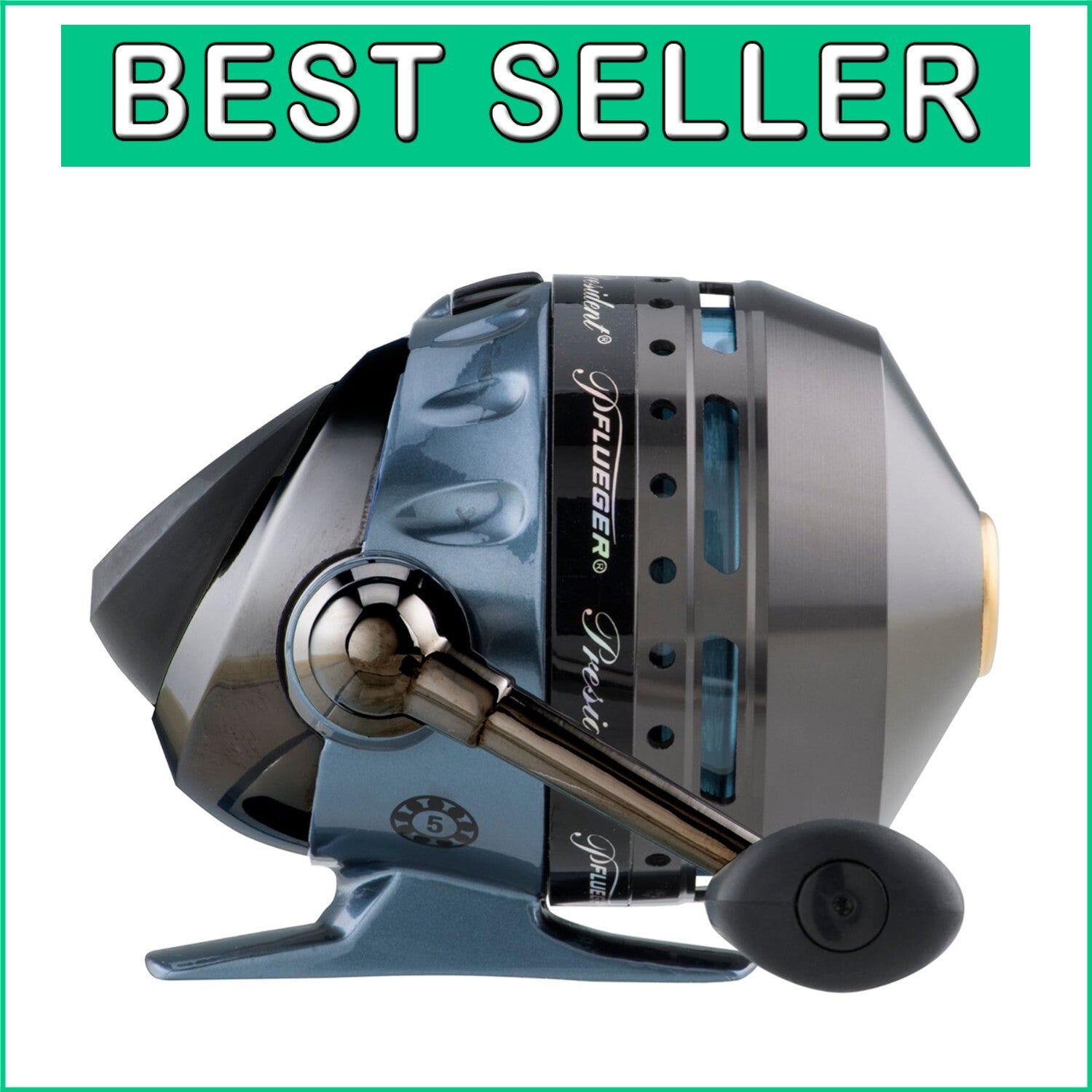 Ambidextrous President Fishing Reel, Size 10 Alu Spool, Smooth 3.8 Gear Ratio
