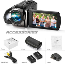Load image into Gallery viewer, Compact 24MP Video Camera with 270° Rotating Screen &amp; Dual Batteries Included