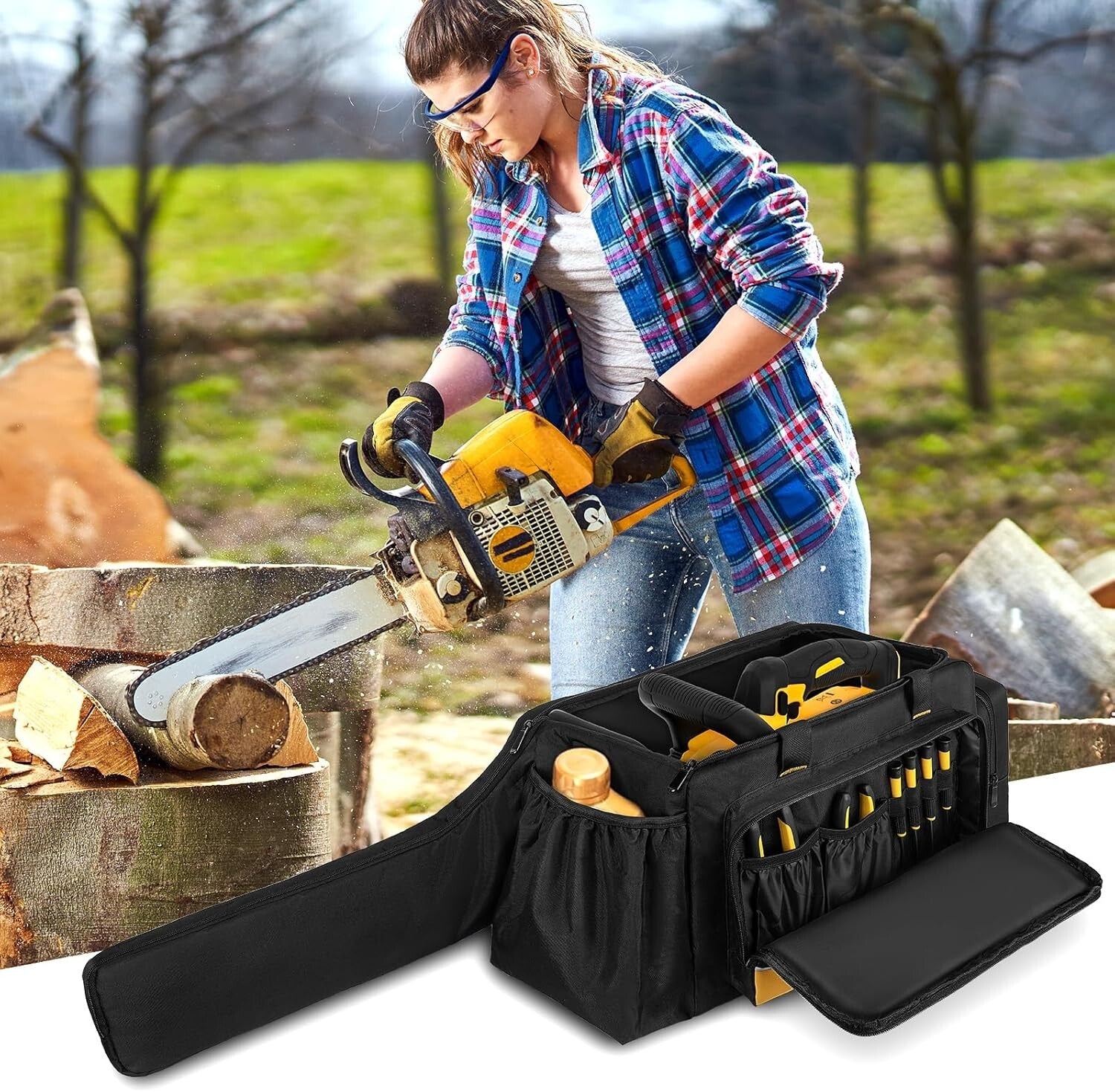 Versatile Hydro-Proof Chainsaw Storage Bag - Detachable Strap for Easy Carrying