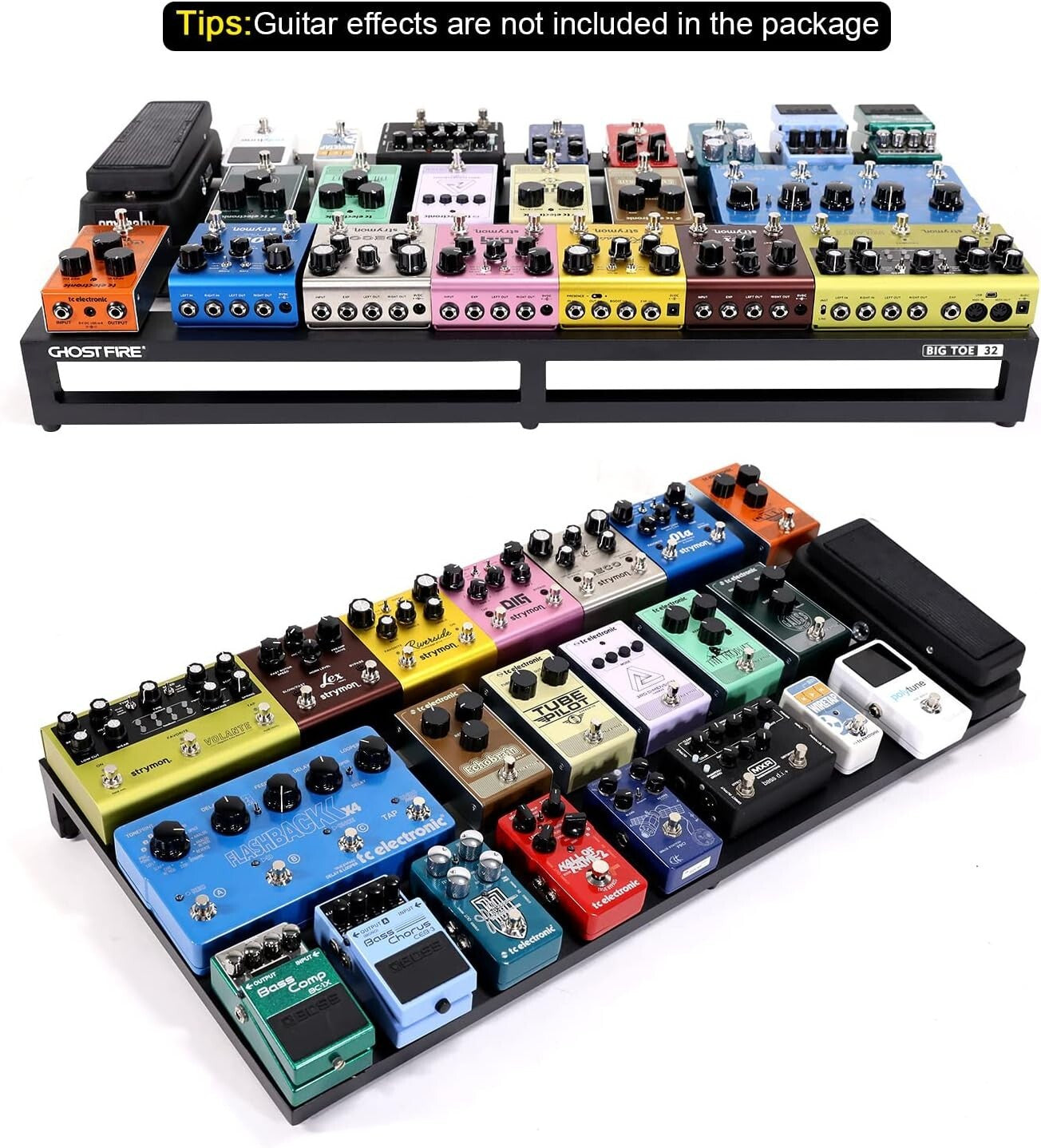 Portable 6.3lb Guitar Pedal Board with Adhesive Strips & Heavy-Duty Carry Bag