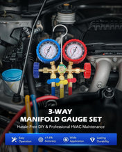 Load image into Gallery viewer, Comprehensive 5FT AC Manifold Gauge Kit with Color-Coded Hoses &amp; Adapters