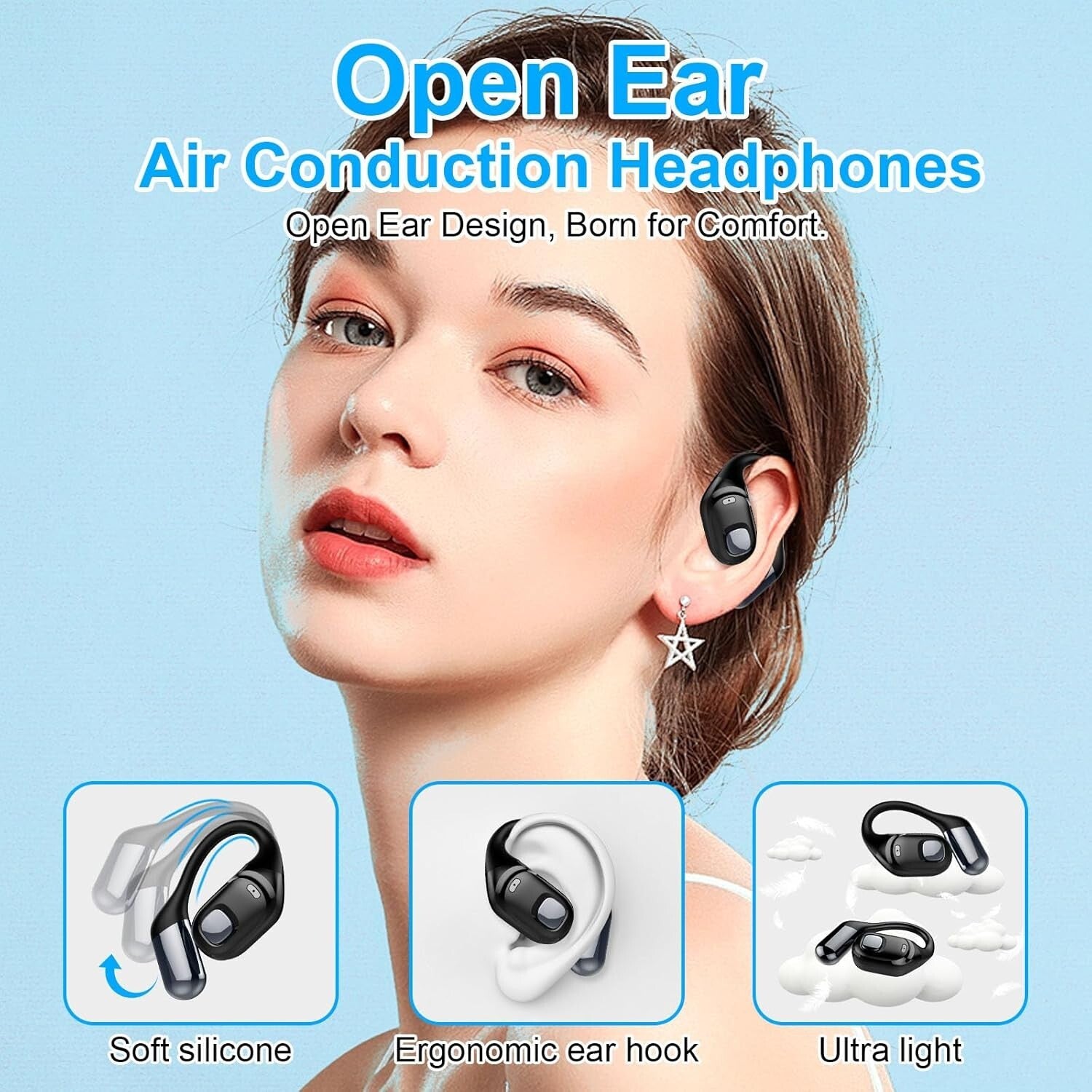 Active Lifestyle Open Ear Earbuds - Bluetooth 5.3 with 10M Range & Fast Charge