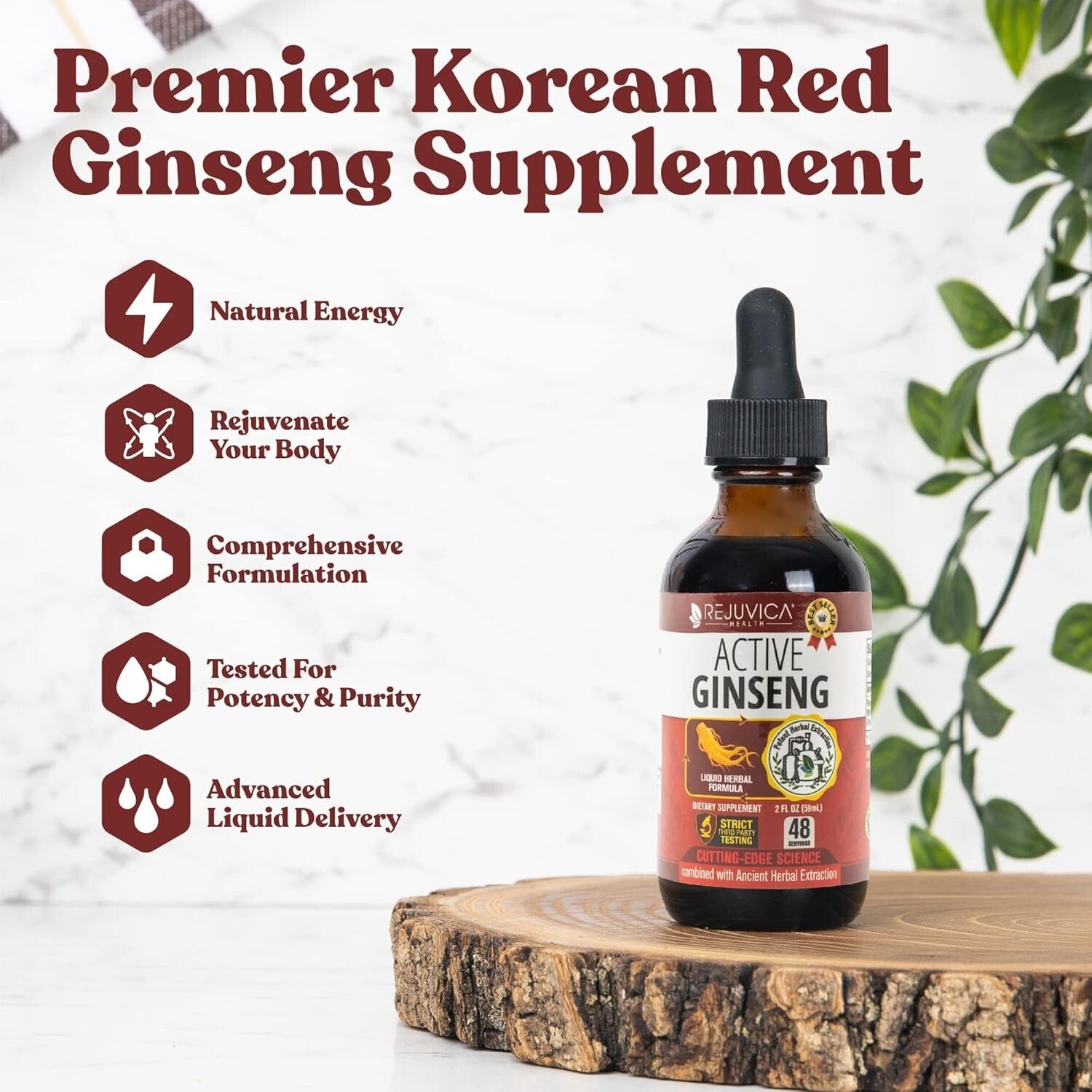 Easy-To-Use Active Ginseng Liquid - Natural Energy & Vitality Boost (3 Bottles)