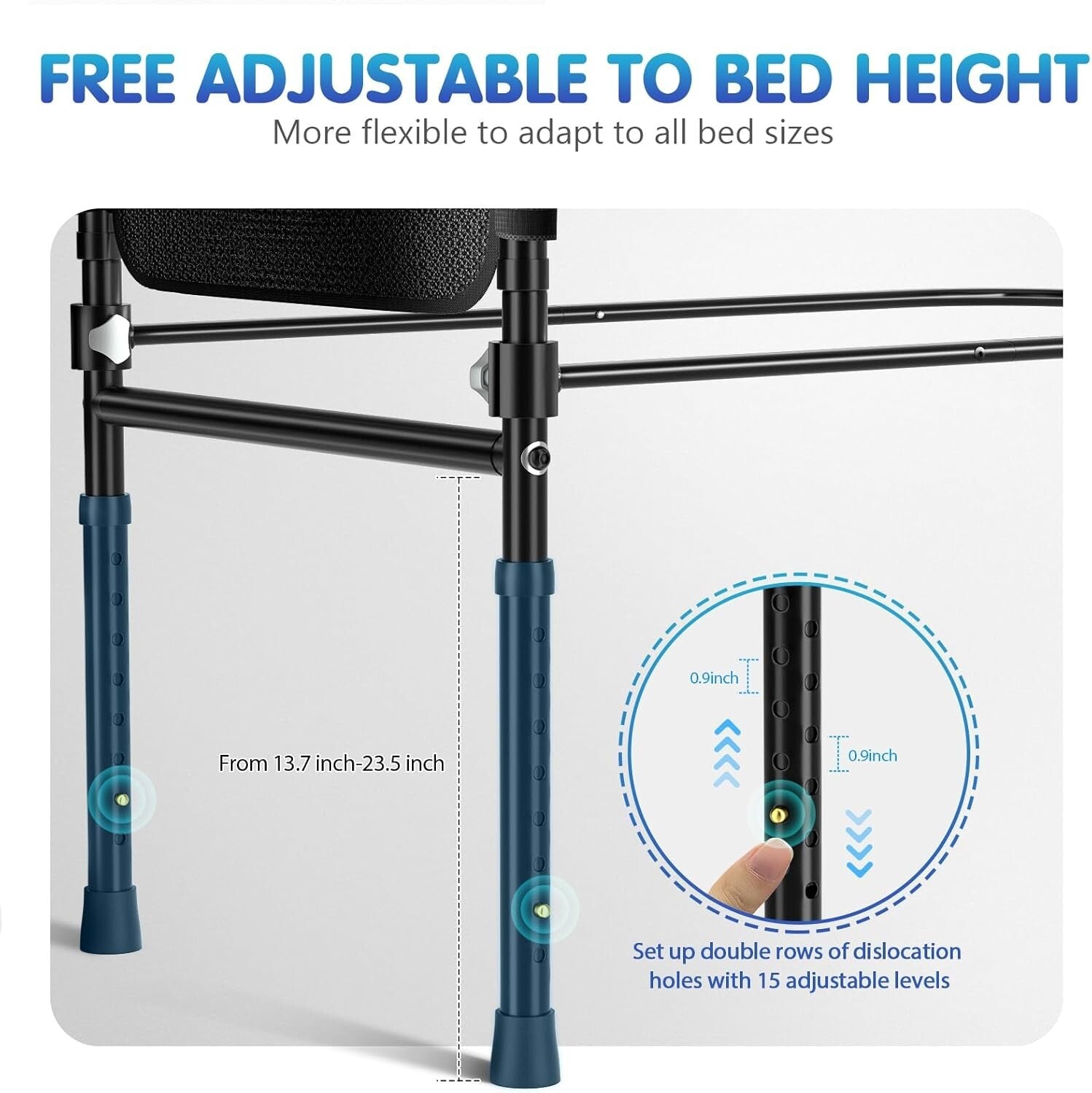 Robust Carbon Steel Bed Rails for Elderly - Easy Installation & Comfort Grip