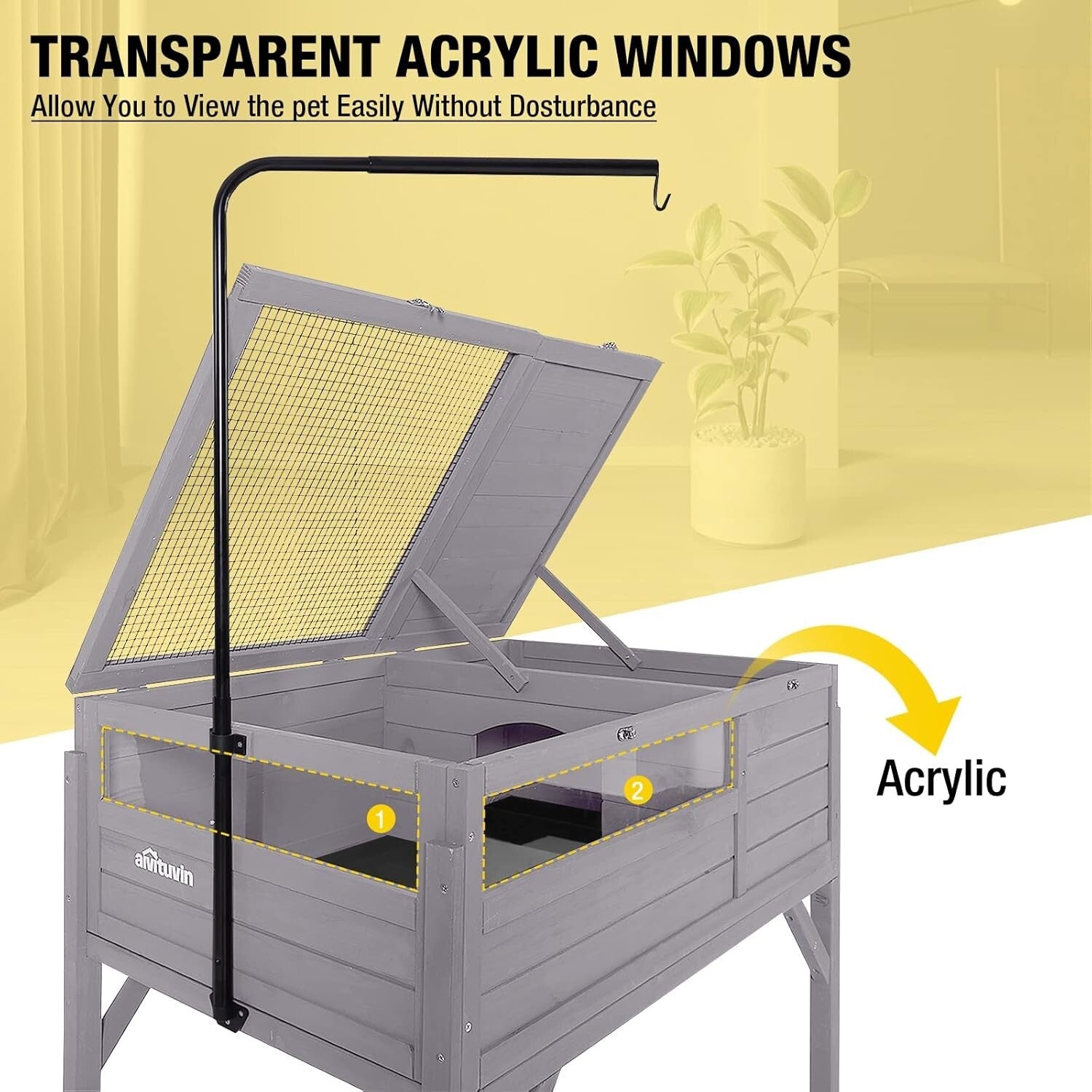 Spacious Wooden Tortoise House with Detachable Legs and Multifunctional Design
