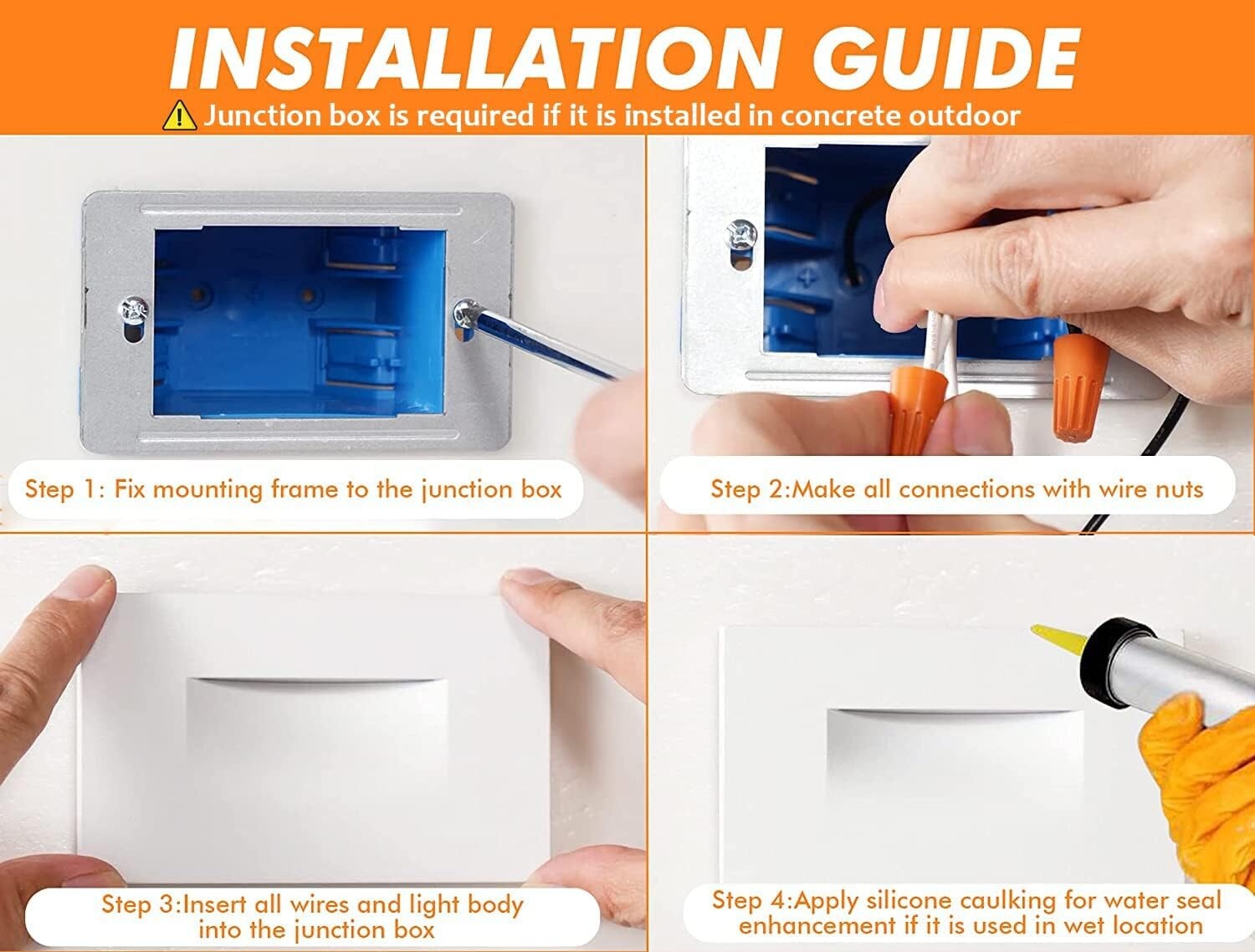 Elegant 3000K Warm White LED Step Lights, 3-Pack - Ideal for Indoor/Outdoor Use