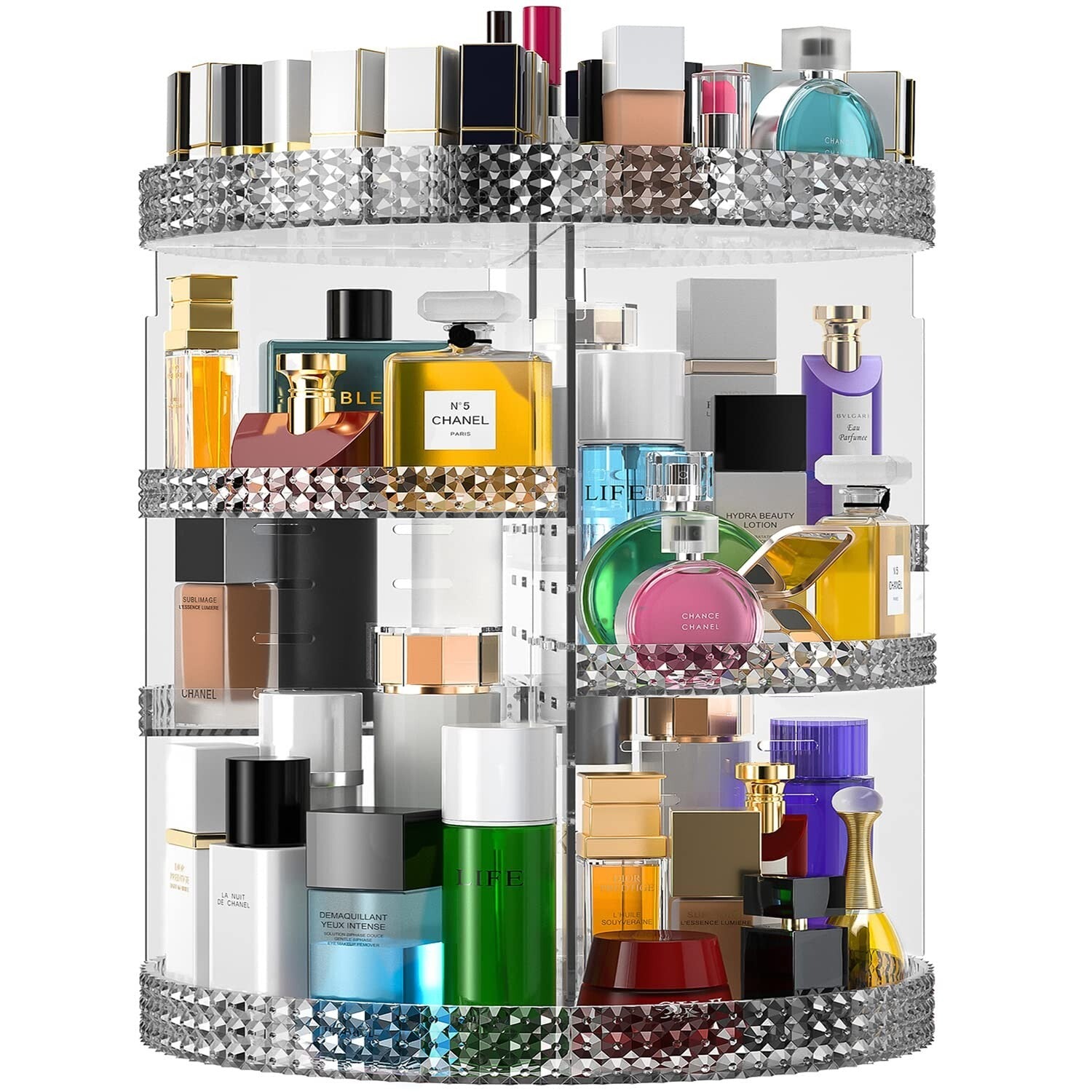 Stylish 7-Layer Free Standing Makeup Organizer with Polished Finish - Gray