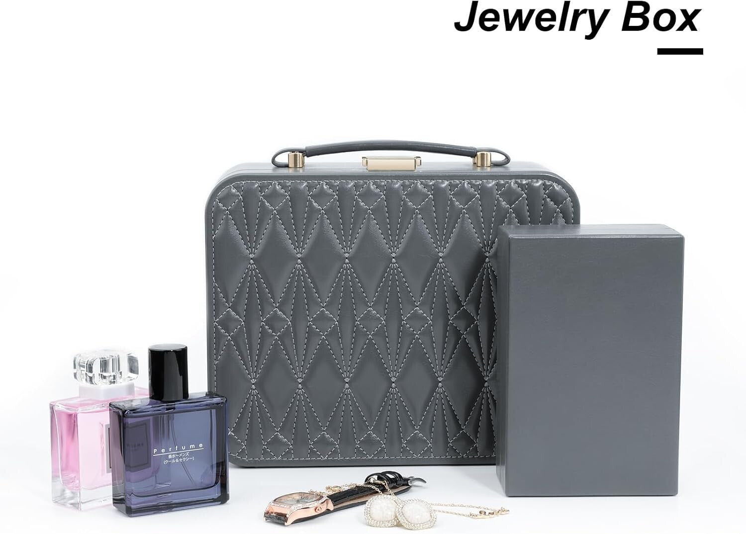 Diamond-Shaped Travel Jewelry Case with Velvet Lining - Stylish Storage Solution