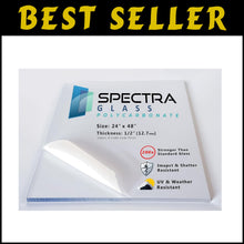 Load image into Gallery viewer, Clear Lexann Polycarbonate Sheet - 1/2" Thick &amp; 24"x48" for Ultimate Strength