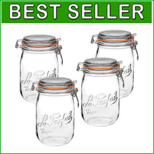 Load image into Gallery viewer, 32oz Wide Mouth Glass Jars - Durable Airtight Storage + Dishwasher Safe, 4 Pack