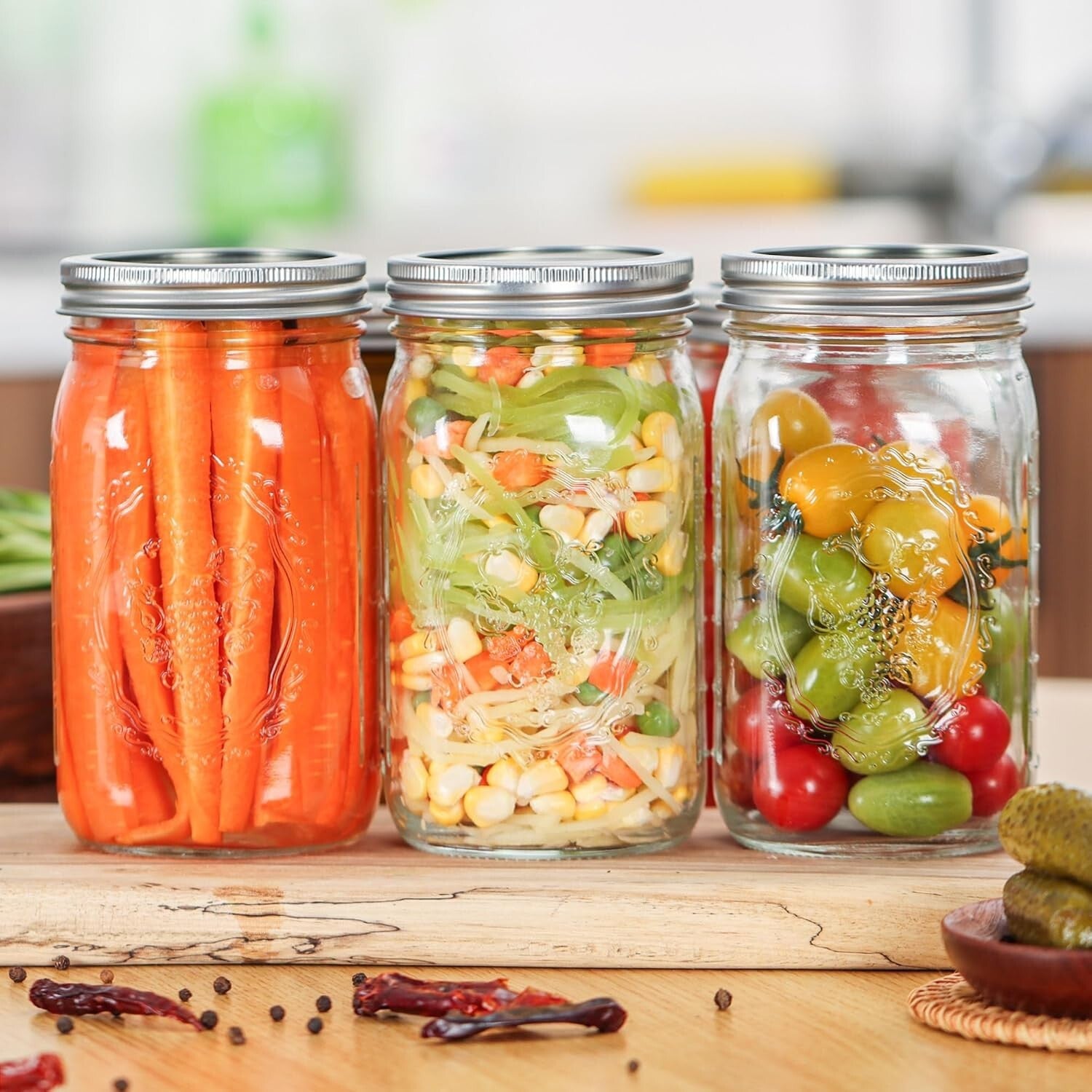 Durable 32 oz Wide Mouth Mason Jars - Perfect for Canning and Pickling Supplies