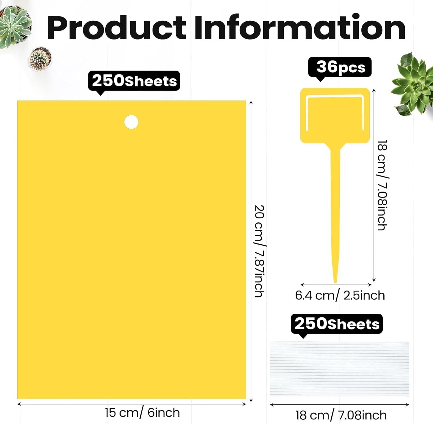 Versatile 250 Pcs Double-Sided Sticky Traps for Flying Insects - Classic Yellow