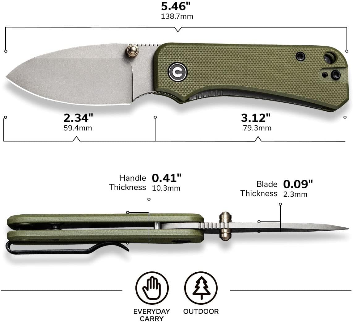 Durable Baby Banter Pocket Knife - 2.34" Nitro-v Blade with Deep Carry Clip