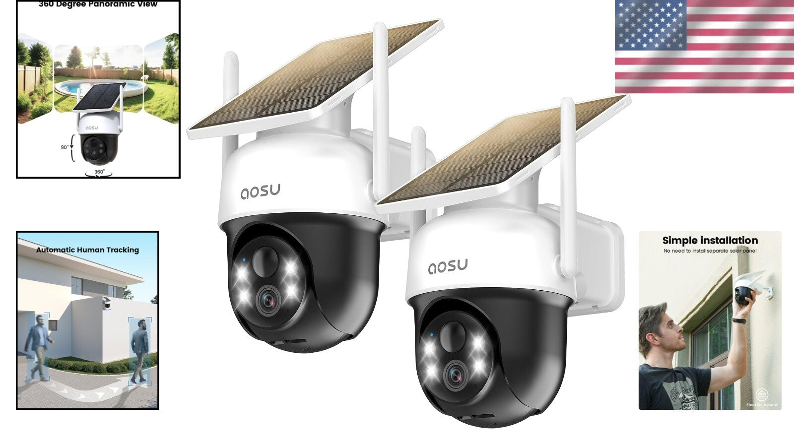 All-in-One Wireless Solar Camera - 2K Image Quality, Night Vision, Eco-Friendly