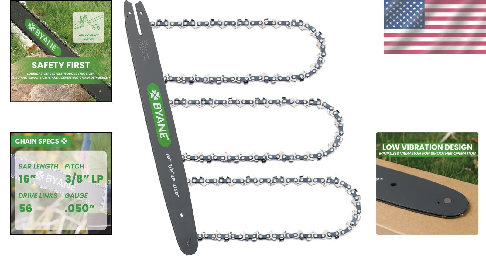 16-Inch Bar & Chain with Safety Features - Ideal for Trimming & Landscaping