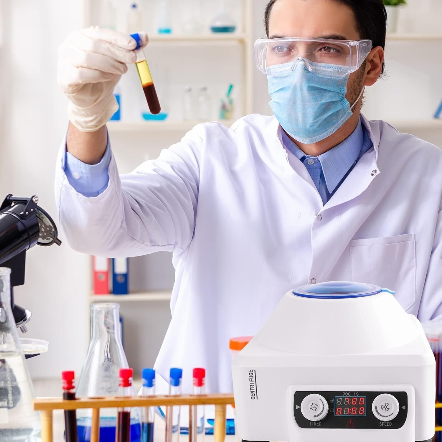 Compact Laboratory Centrifuge - 6x10ml with Digital LCD Timer & Safety Features