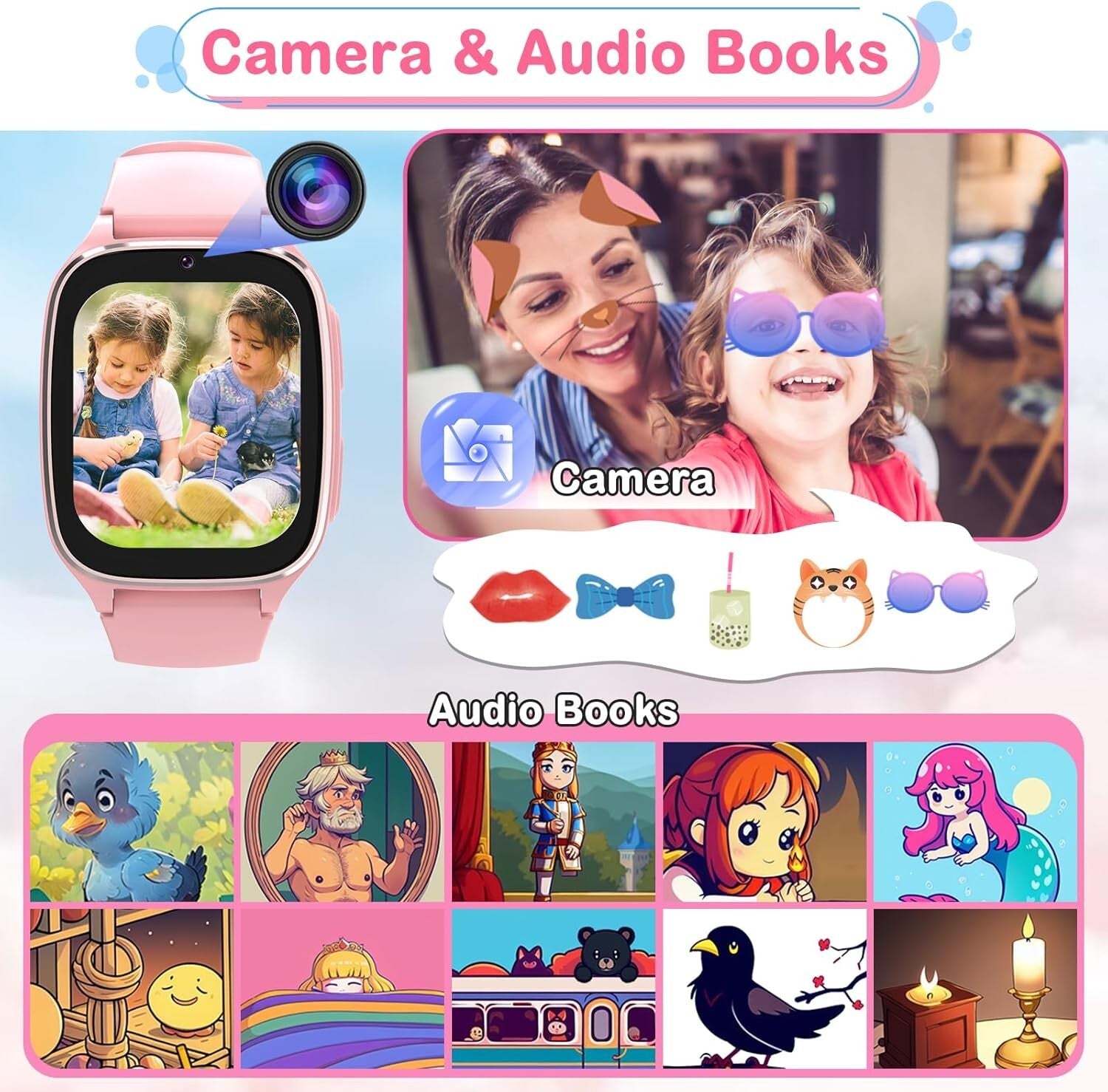 4G Kids Smartwatch with SOS, Games & Parental Control - Perfect Gift in Pink