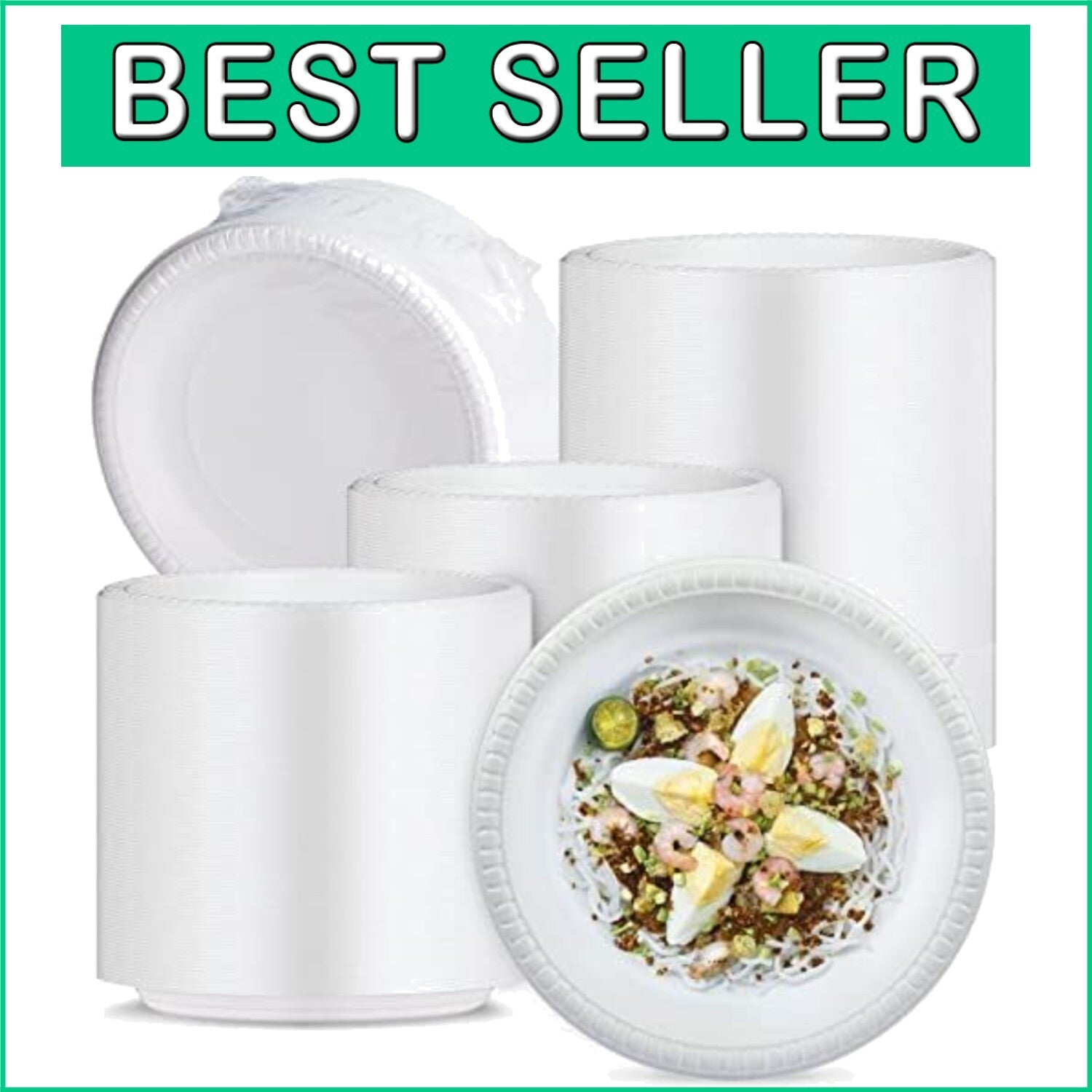 BPA-Free Solid White Dinner Plates, 150 Heavy-Duty Reusable Trays for Events