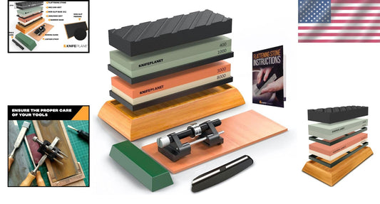 Professional Knife Sharpening Whetstone Set with Non-Slip Rubber Bases Included