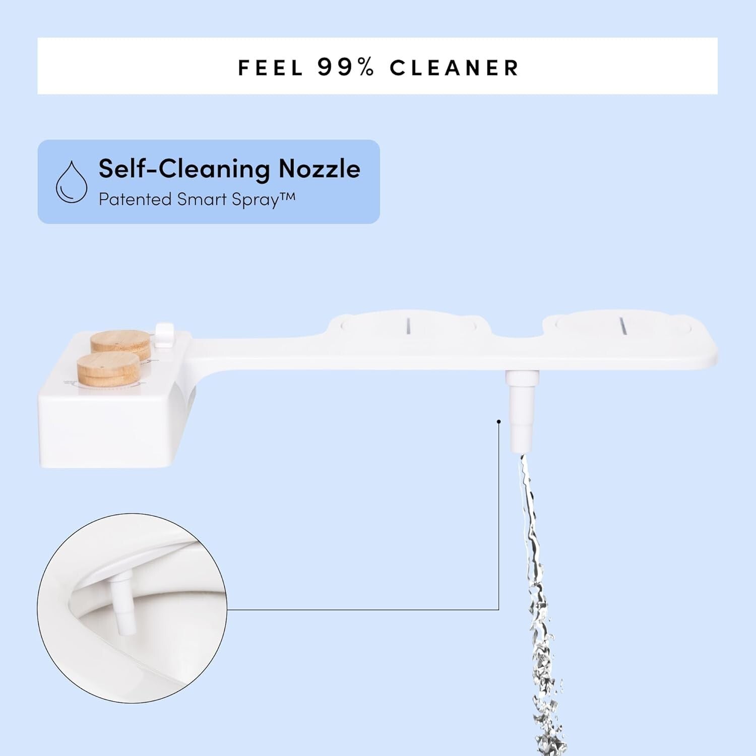 Self-Cleaning Bidet Attachment with Cool to Warm Water Function - Elegant Design