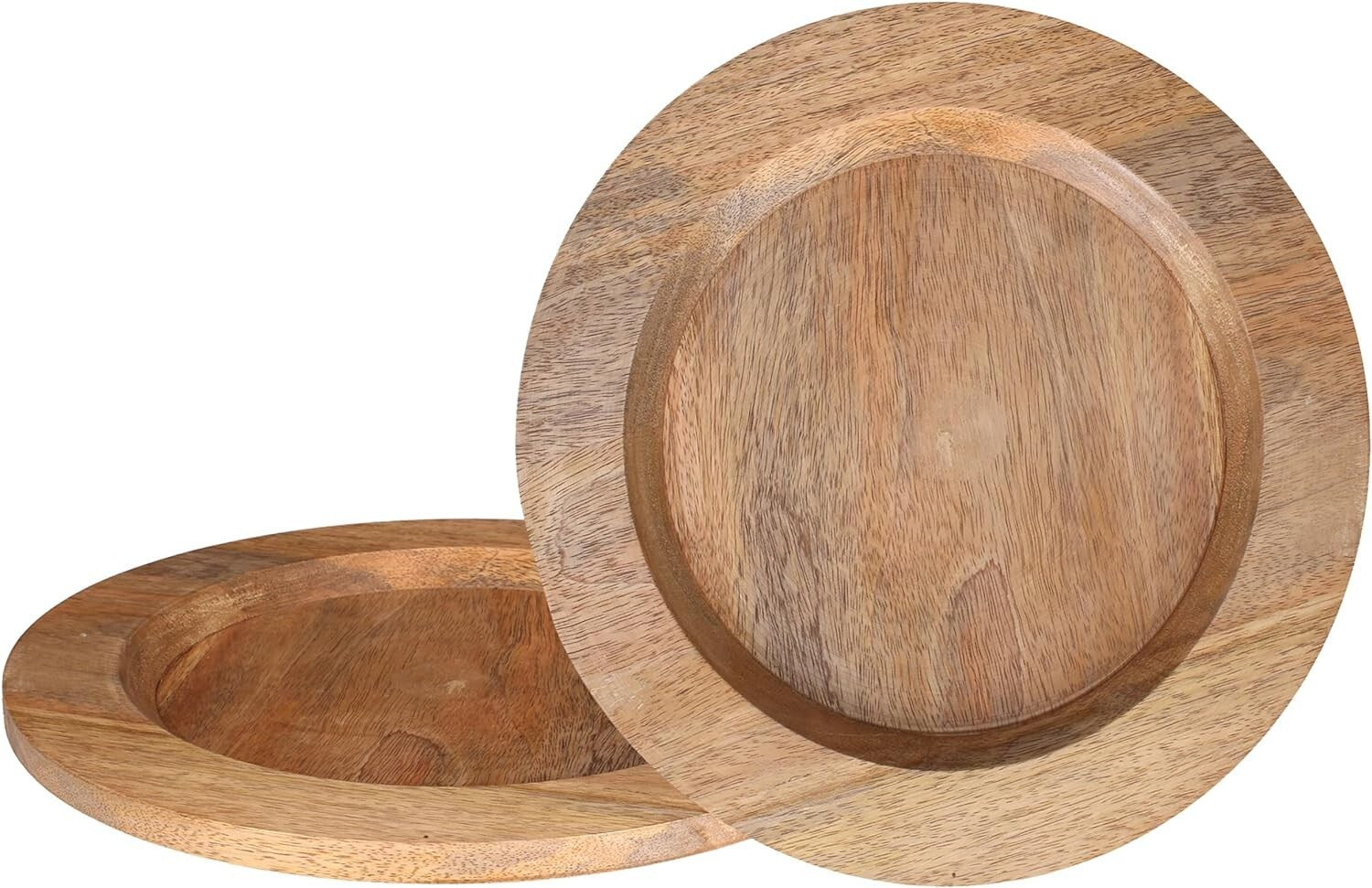 Handcrafted Rustic 13" Natural Wood Charger Plates - Set of 2 for Elegant Dining