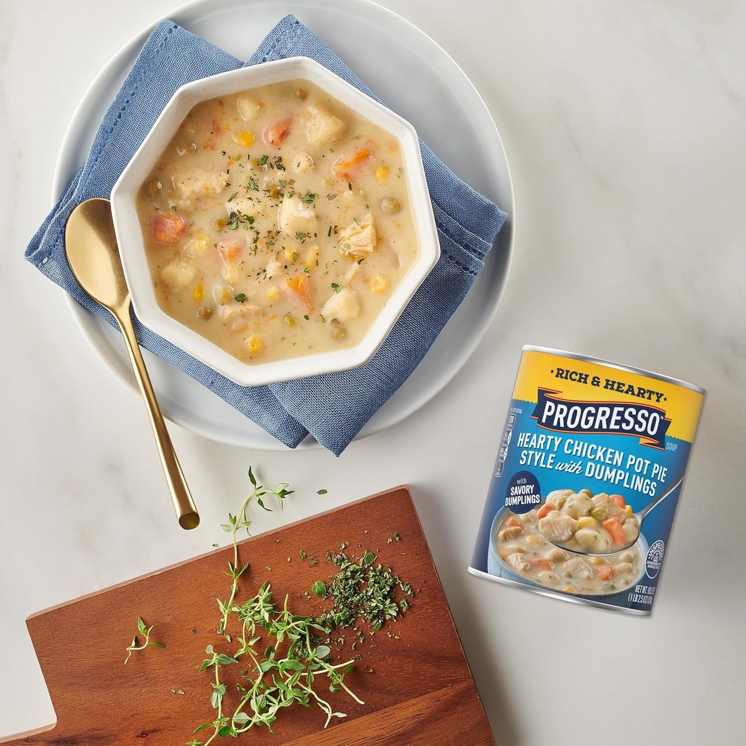 Rich Chicken Pot Pie Soup with Dumplings - 12x18.5 oz Canned Comfort Food