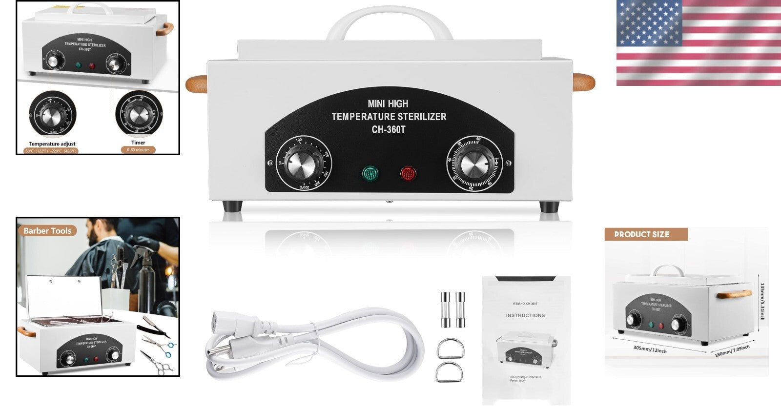 1.5L High-Temperature Sterilizer with Timer - Safe for Metal Tools and Salon Use