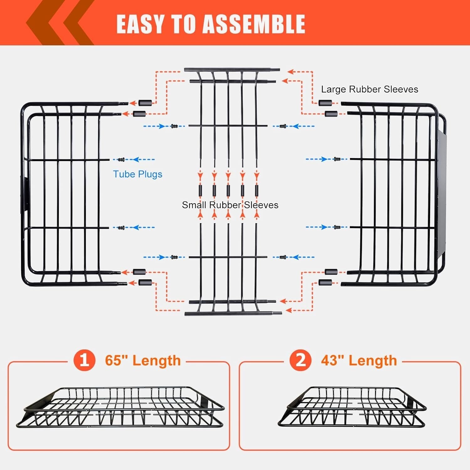 Heavy-Duty Roof Rack Carrier 65” x 39” with Cargo Net & 200 lbs Load Capacity