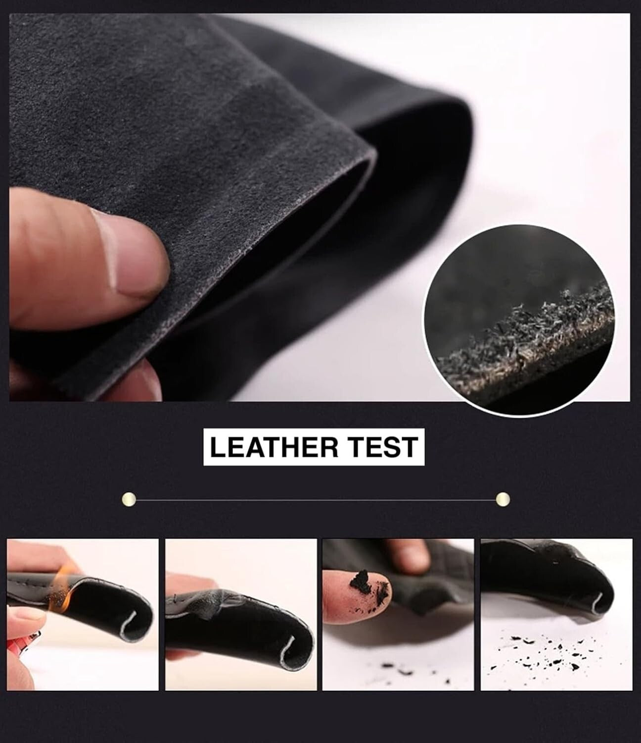 Easy Clean Black Leather Steering Wheel Cover 15.5-16 Inch for Truck Interiors