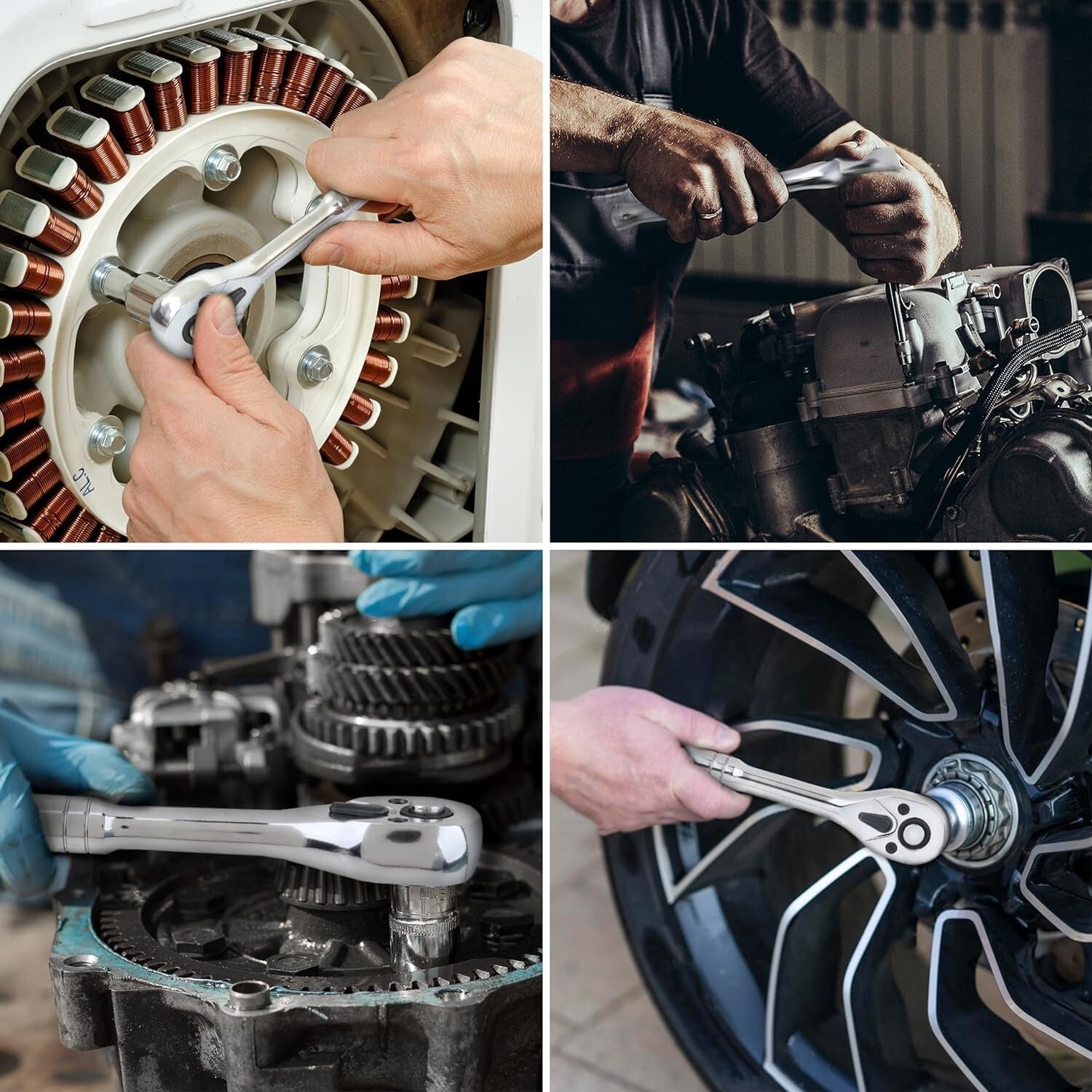 Durable SAE & Metric Mechanic Tool Set with Polished Chrome Finish - 145 Pieces