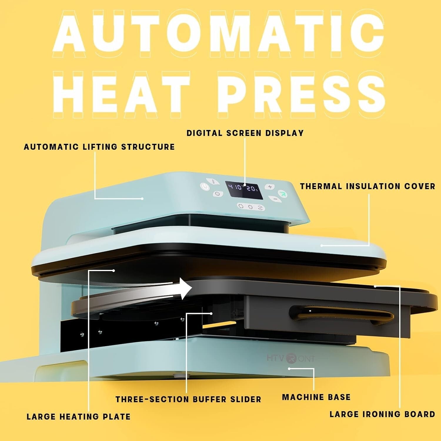 Professional-Grade Auto Heat Press Machine 15x15 - Perfect for Small Businesses